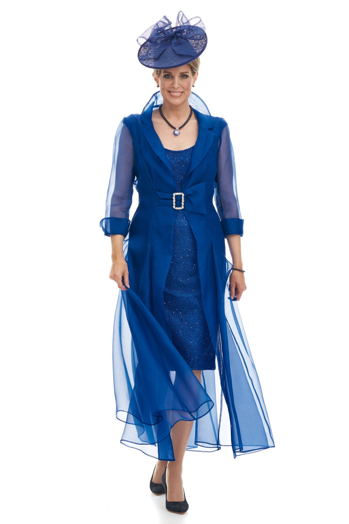 Organza Coat Over Sheath Dress With Sparkle Joyce Young