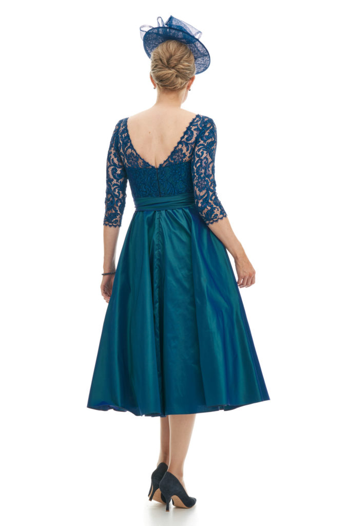 Taffeta And Lace Tea Length 50’s Circular Skirt Dress