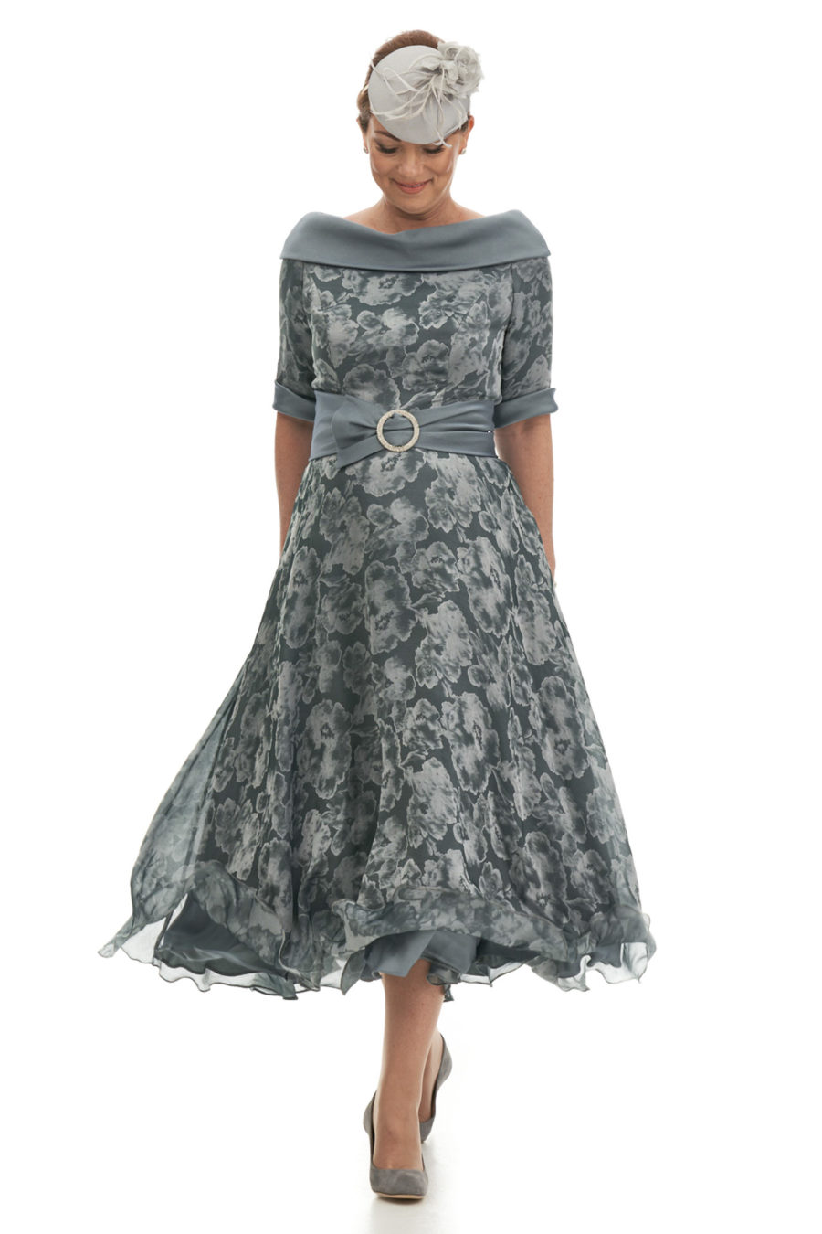 Tea Length Jacquard Organza Dress