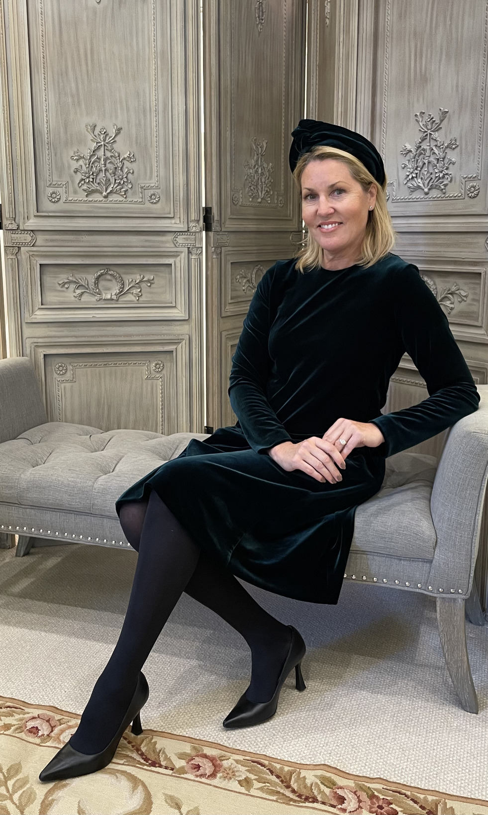 Petite green shop velvet dress
