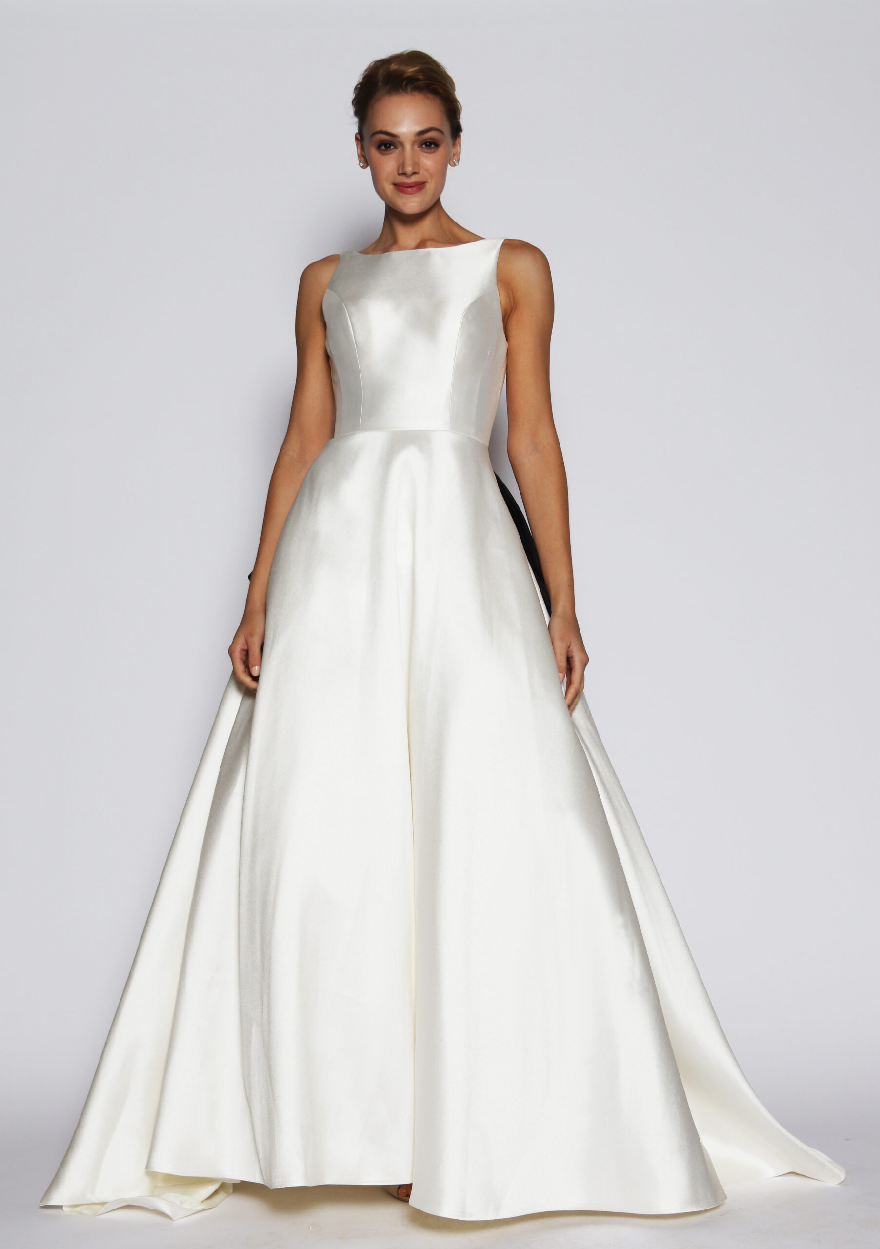 Manhattan satin wedding dress elegant silhouette classic simple