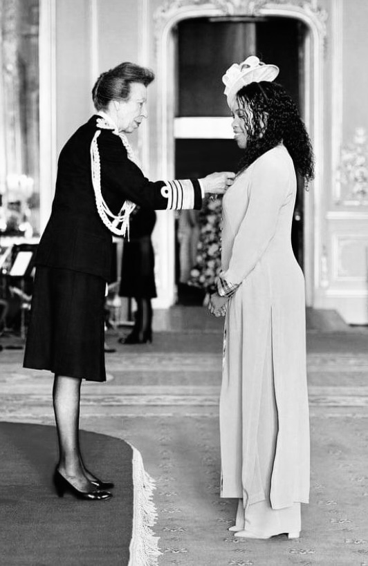 Pricess Anne gives MBE to Prudencia Orridge