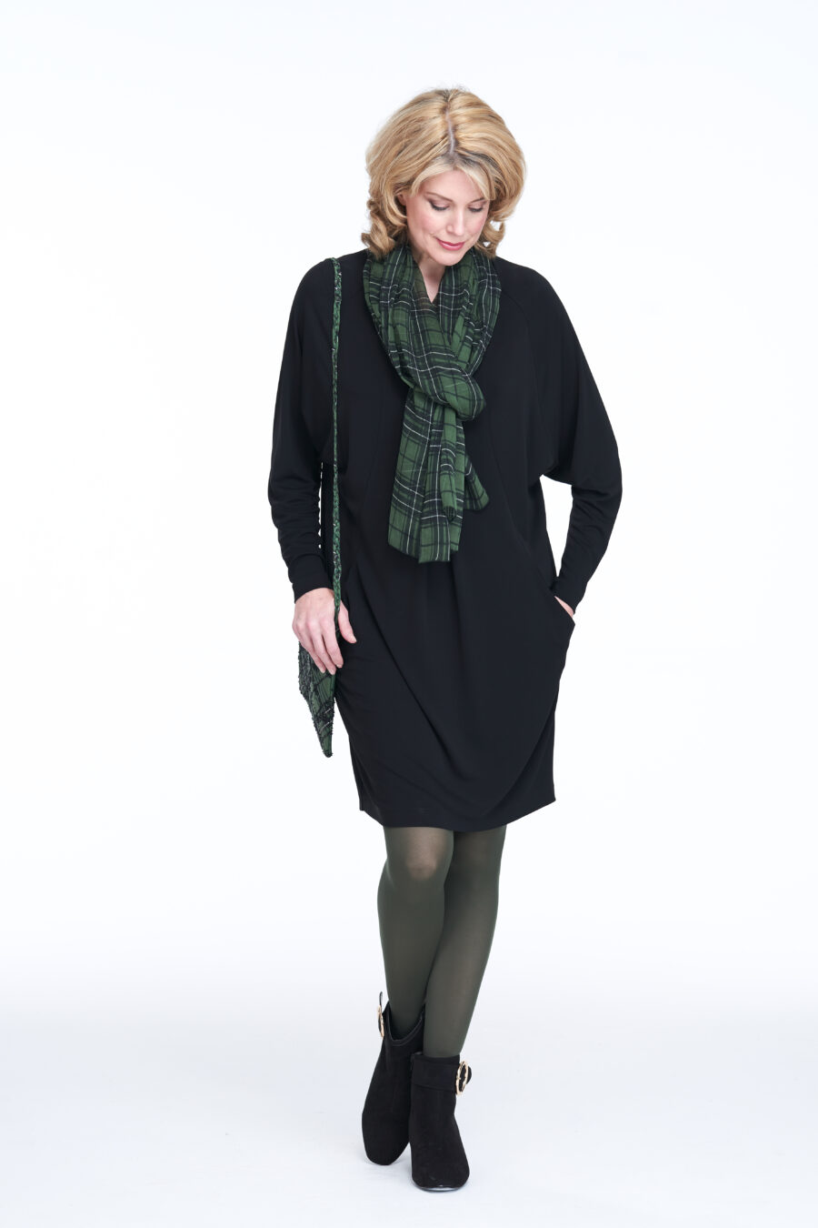 black dolman sleeved straight short dress wd260b £125 from £450