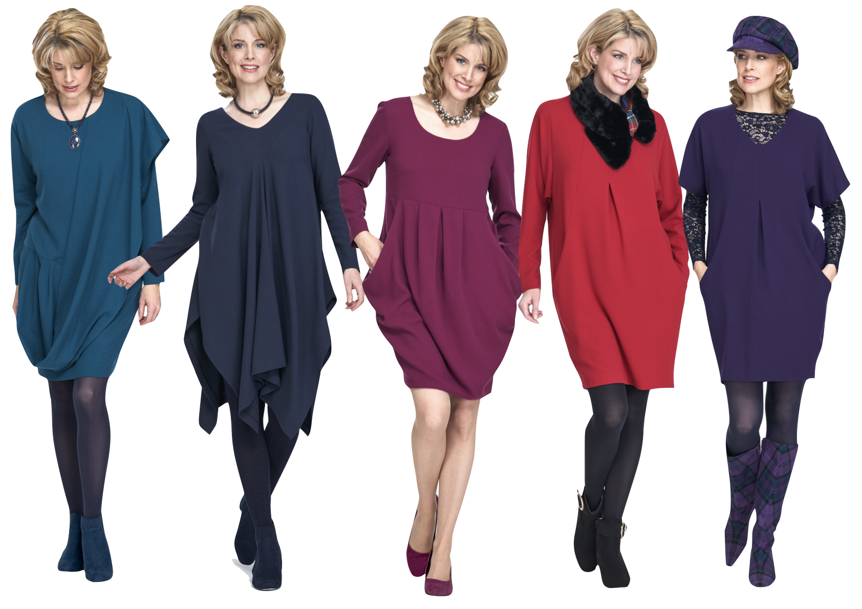 models wearing relaxed day dresses in bright colours